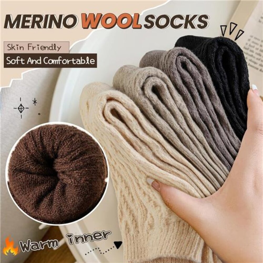 Womens Wool Boot Socks Knit Warm Winter Cozy Thermal Hiking Dress - Picture 2 of 7